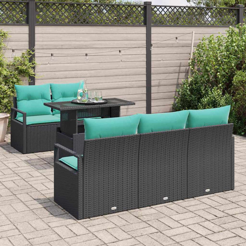 Ensemble de canapé de jardin manuel et noir 6 pièces Vidaxl 100 x 55 x 73 cm