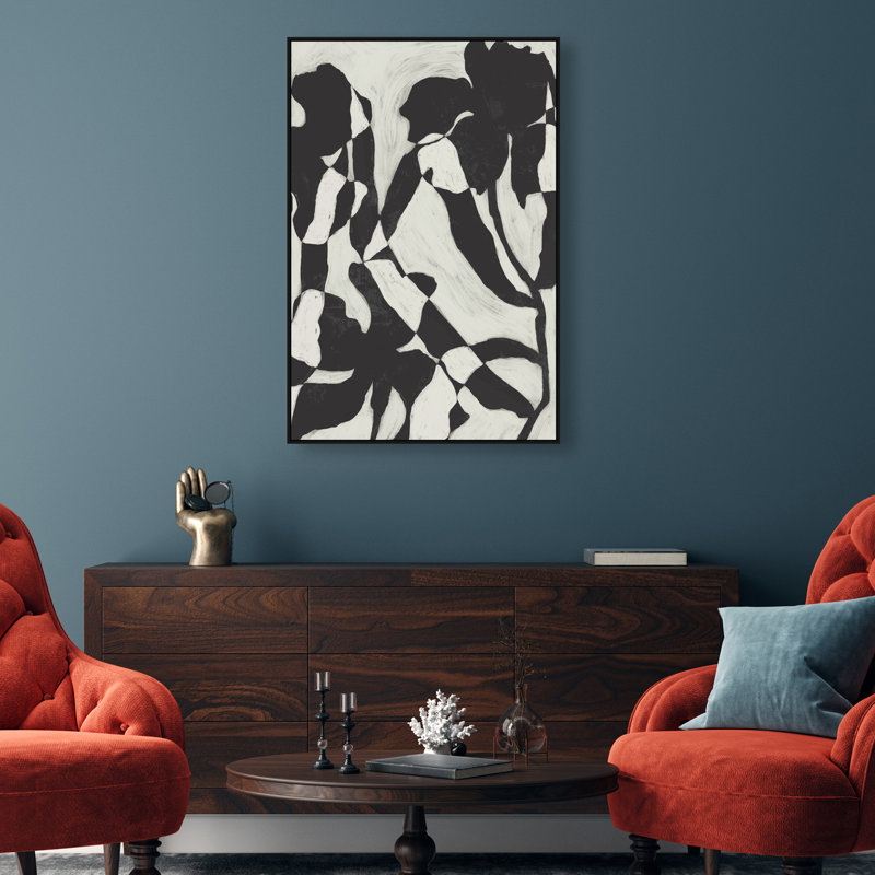Floral Contrast Print by Oliver Gal, 16"H x 11"W, Black Floater Frame