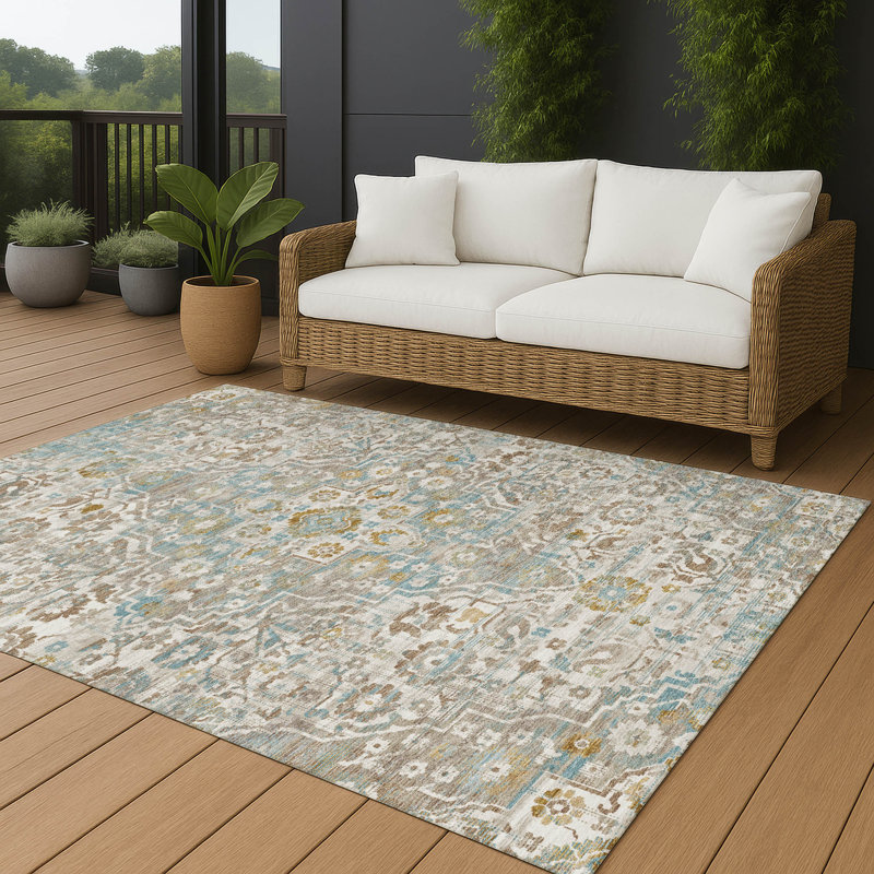 Tapis lavable à la machine intérieur / extérieur ACN2782 Global Chantille, Ivoire ivoire, 5 pi x 7 pi 6 po