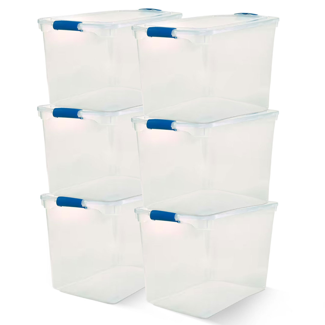 Homz 112-Quart Clear Plastic Stackable Storage Containers w/ Latch Lid, 6 Pack (Set of 3) Homz