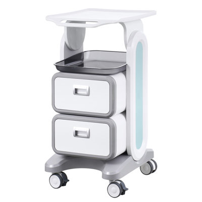 Chariot médical mobile à 3 niveaux avec 2 tiroirs et 1 plateau