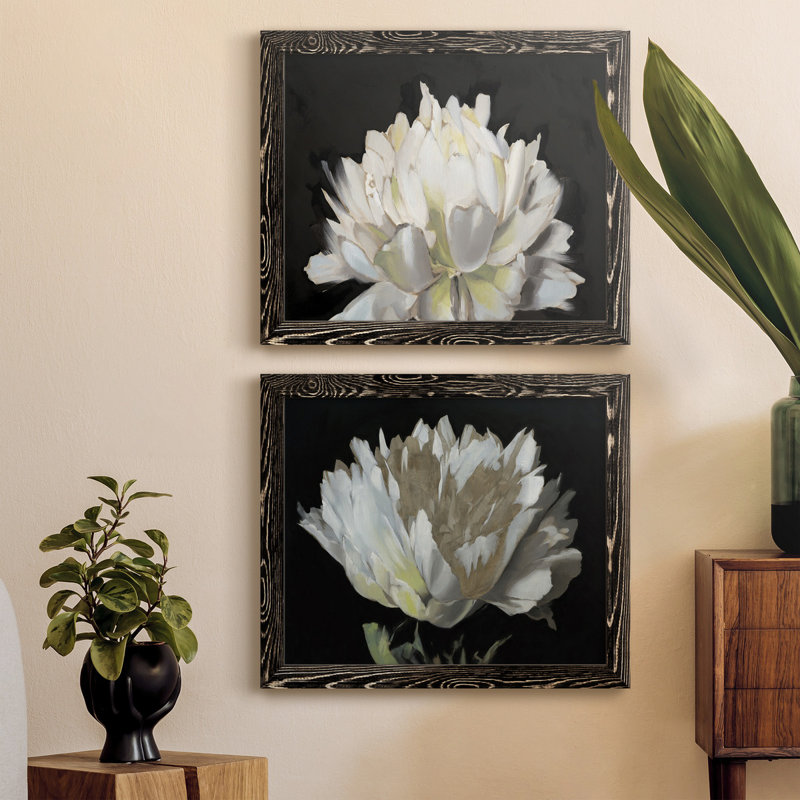 " All Aflutter " 2 - Pieces, 17" H x 20" W x 1" D, Black Framed Canvas, No Mat