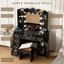 Dressing Table with 3-Color Lighting Mirror, Outlets, Stool, Storage Drawers and Cabinet-938763617