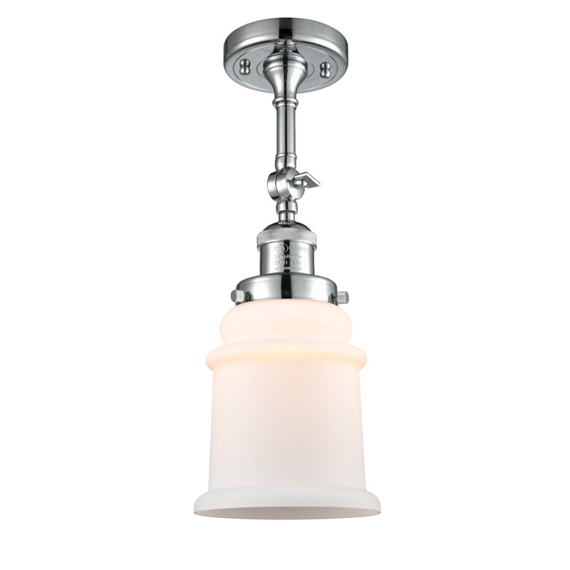 Plafonnier semi-encastré cylindrique simple 6 po Alexandira, Chrome poli, Boîtier blanc mat, Ampoule non incluse