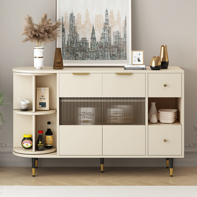 Jonnelle Accent Cabinet with Adjustable Shelves, Beige