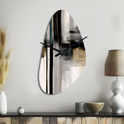 Abstract Geode Geometric Black And Gold III - Fall Shape Large Black Wall Clock - Unique Shape
