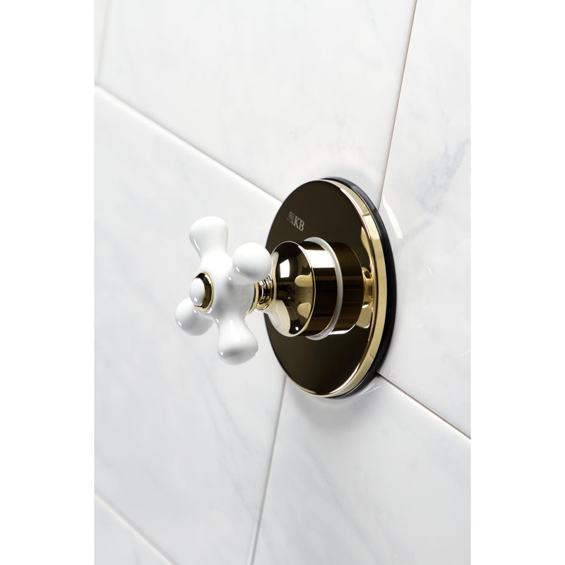Kingston Brass Single-Handle Wall Mount Three-Way Diverter Valve with Trim Kit, Polished Brass