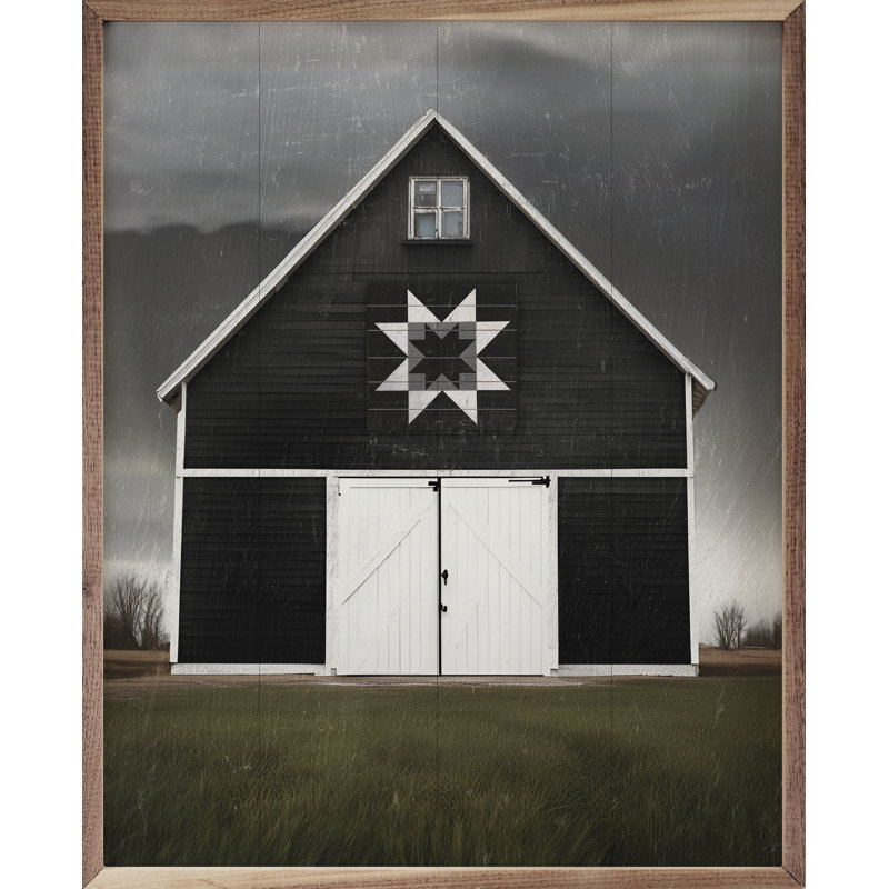 Black Barn With Quilt, 10" H x 8" W x 1" D