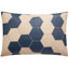Coussin en cuir de vache bleu marine et crème - Patchwork hexagonal