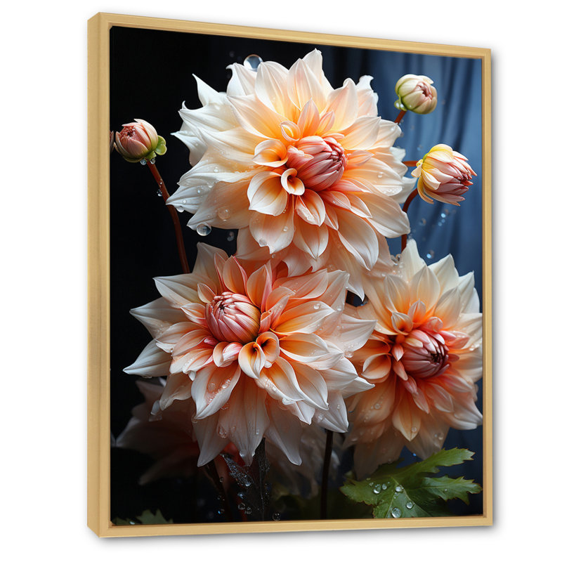 Impression romantique sur toile Vontrel Peach Dahlia, H 20 po x l 12 po x P 1 po, Cadre naturel flottant