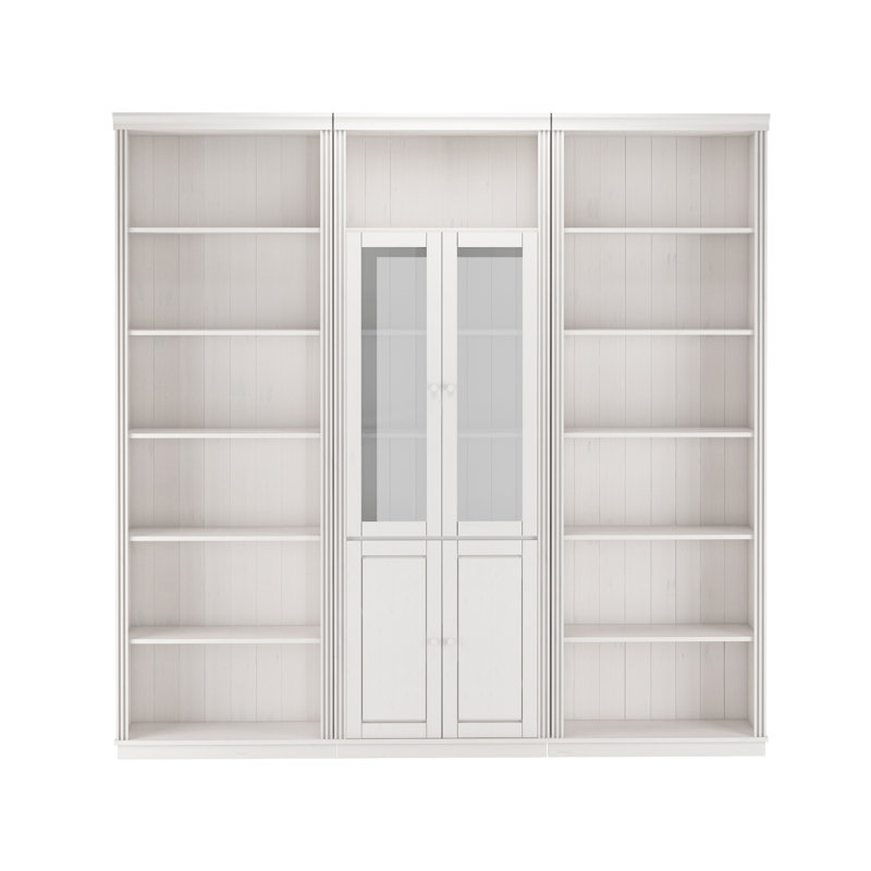 Demirhan Solid Wooden Library Bookcase H:223 W:222cm, White
