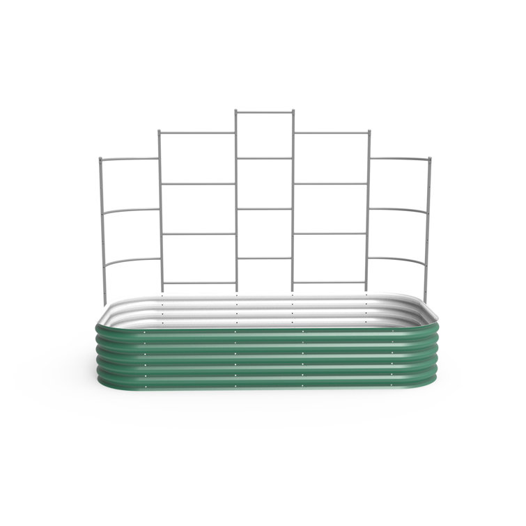 17" Tall 10 In 1 Modular Metal Outdoor Raised Garden Bed With Trellis