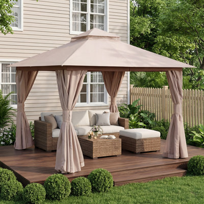 Yardgrace 10'X10' Soft-top Double-Roofed Steel Patio Gazebo