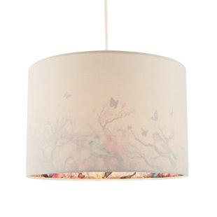 Cream Linen Fabric Lamp Shade With Inner Cotton Floral Print By Happy Homewares