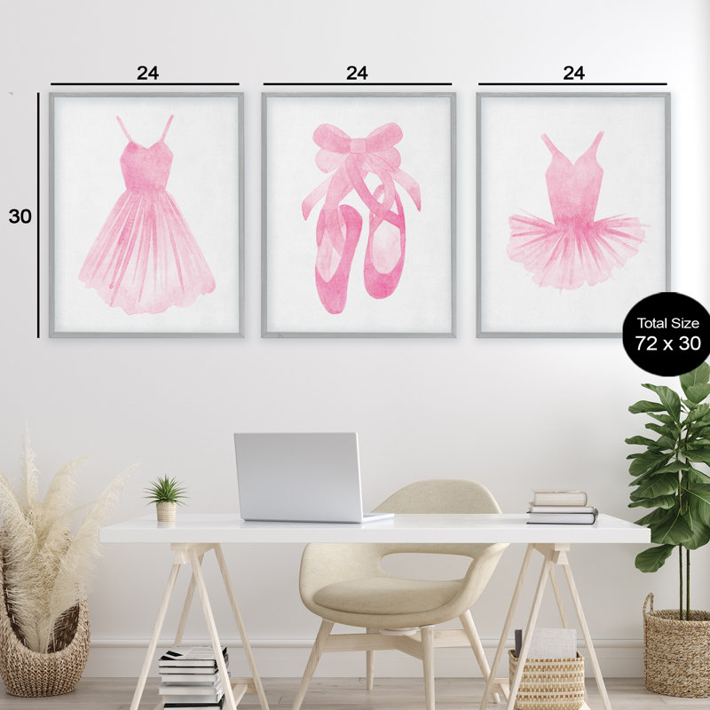 Ensemble de giclée encadrée de ballerine, robe et chaussures 3 pièces, design par Camila Juncos, H 30 po x l 24 po