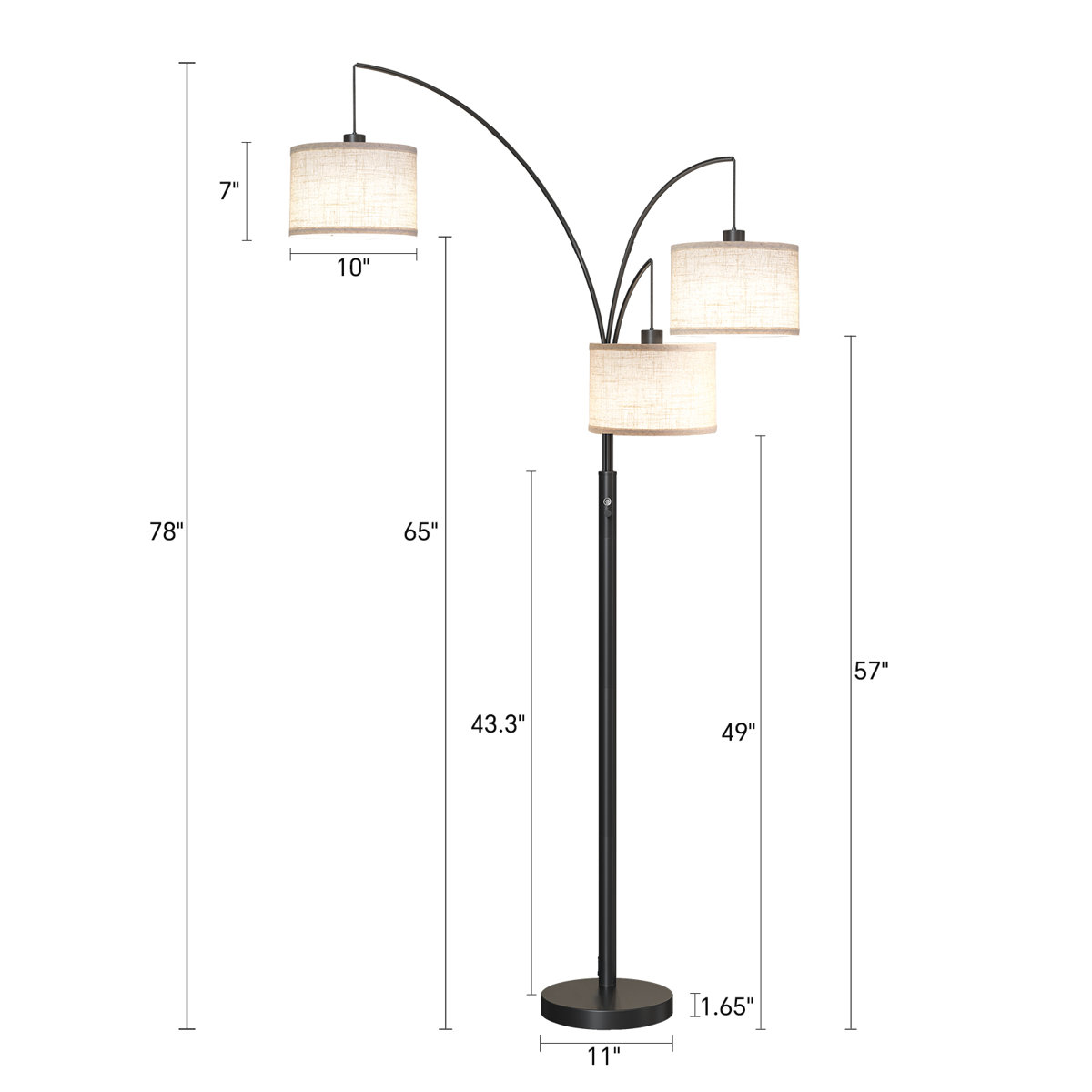 Bidal 3-Light Modern Arc Tree Floor Lamp view 4
