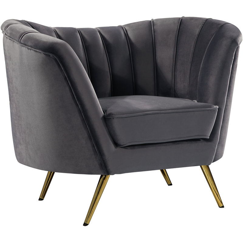 fauteuil demi-tonneau Koger, Velours gris