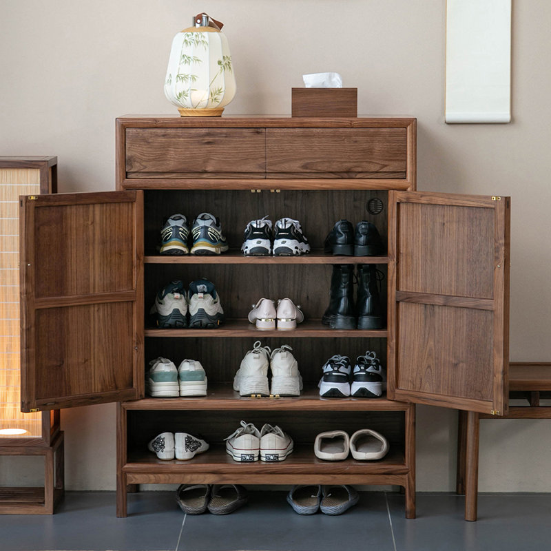 Rangement à chaussures de style rétro, Bois brun foncé