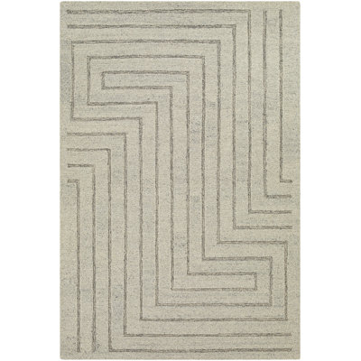 Tapis gris en laine touffeté à la main Rafferty