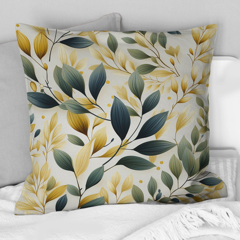 Coussin Tranquil Leaves III - Plants, H 16 po x l 16 po