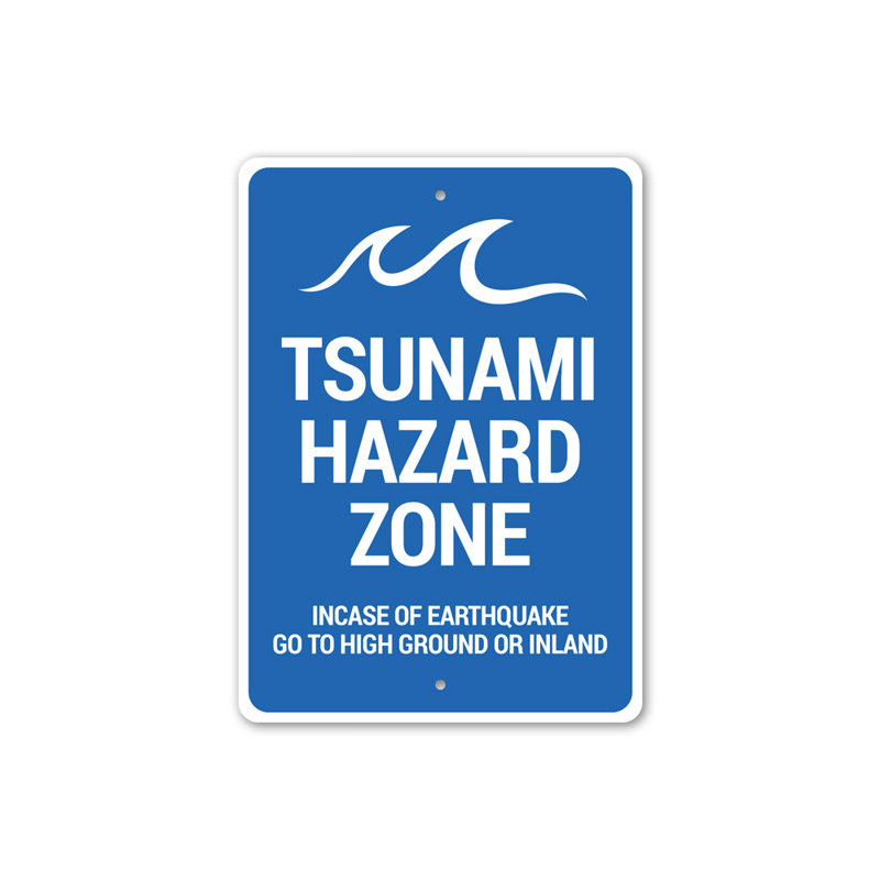Enseigne de zone de danger du Tsunami, H 18 po x l 12 po x P 0,06 po