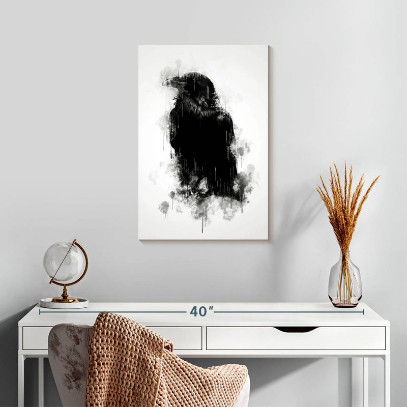 Brampt Crow Raven Black And White, 24" H x 16" W