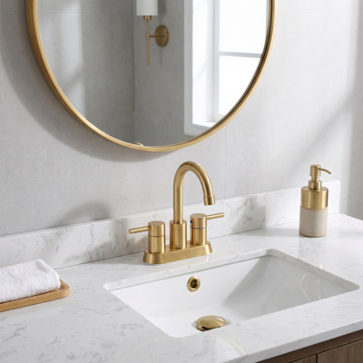 Modern 4 in. Centerset Double Handle High Arc Bathroom Sink Faucet with Pop-Up Drain and Supply Lines