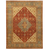 Wool Oriental Area Rug in Rust/Beige