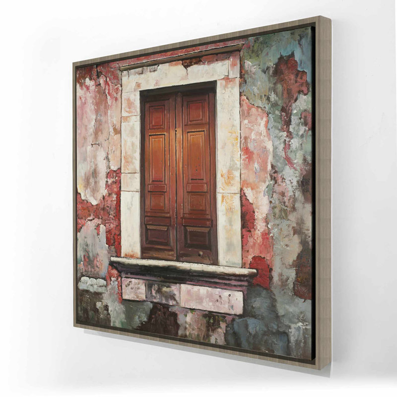Porte d'un vieux bâtiment rouge - Toile encadrée, décor de salon