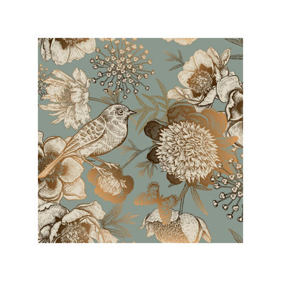 Garden Bird Flower Peel and Stick Wallpaper for Bedroom Accent Wall 45 cm x 300 cm