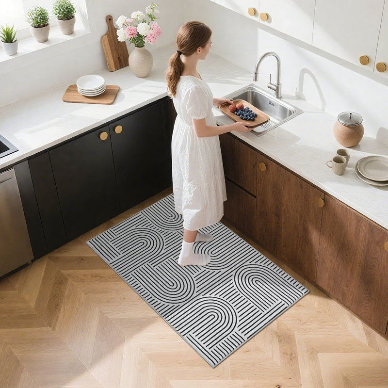  Area Rug 9x12 Modern Abstract Living Room Rug Non Slip Foldable Washable Non Shedding Carpet Decorative Mat for Office White