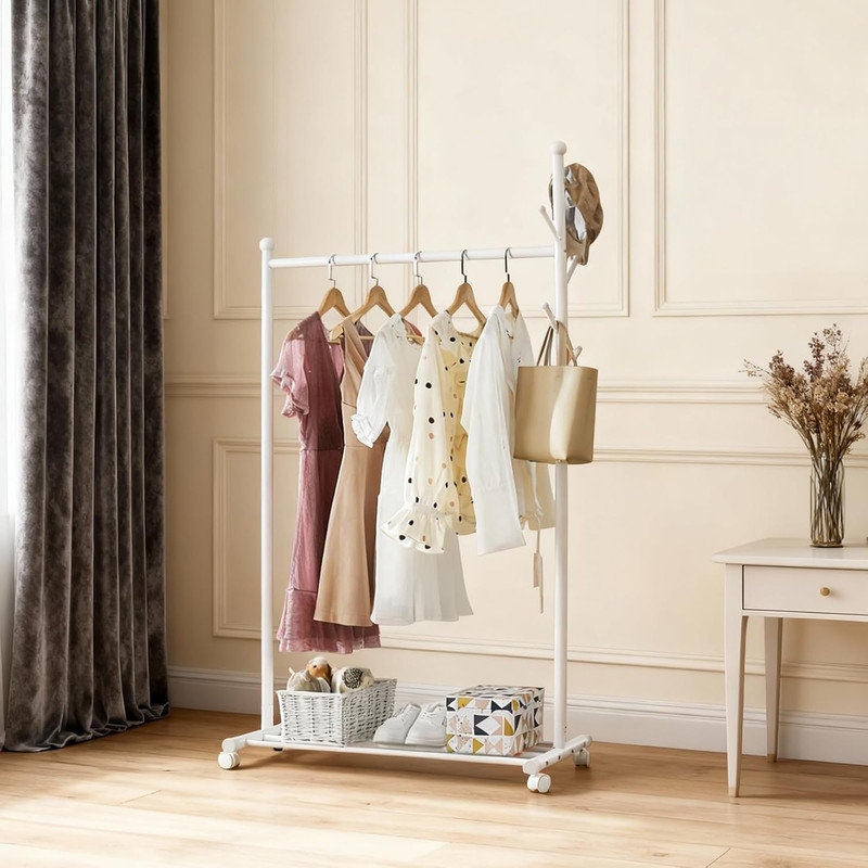86cm Rolling Clothing Rack, White