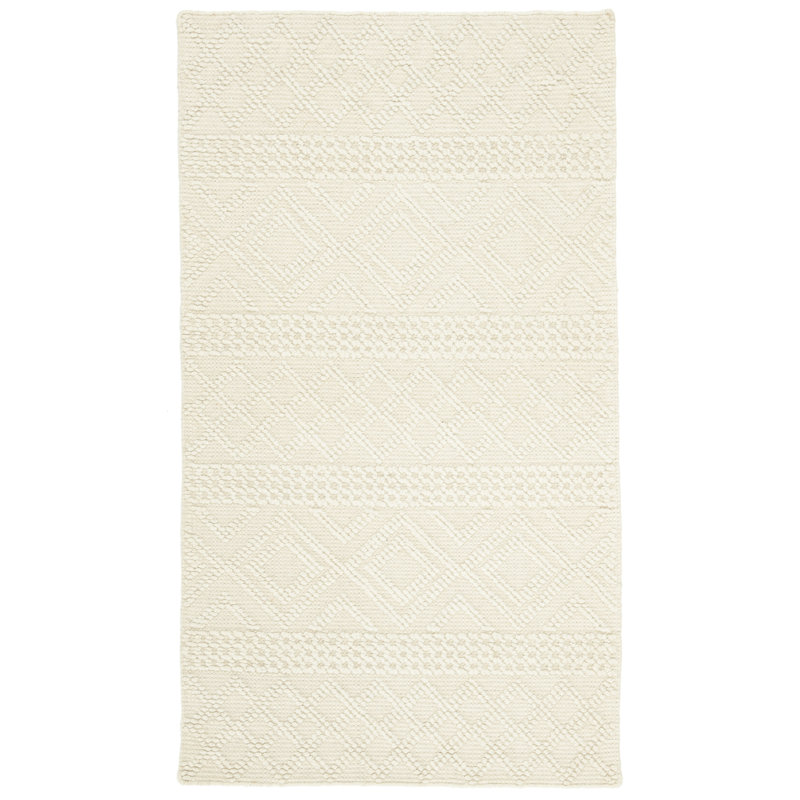 Hayhurst Hand Woven Wool/Cotton Solid Colour Rug in Ivory, Rectangle 3' x 5'