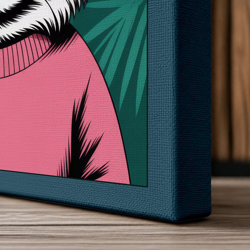 Cool Cat in Shades Modern 1 Piece Wrapped Canvas Wall Art, 18x12 - 45.7 x 30.5 cm, Teal Border