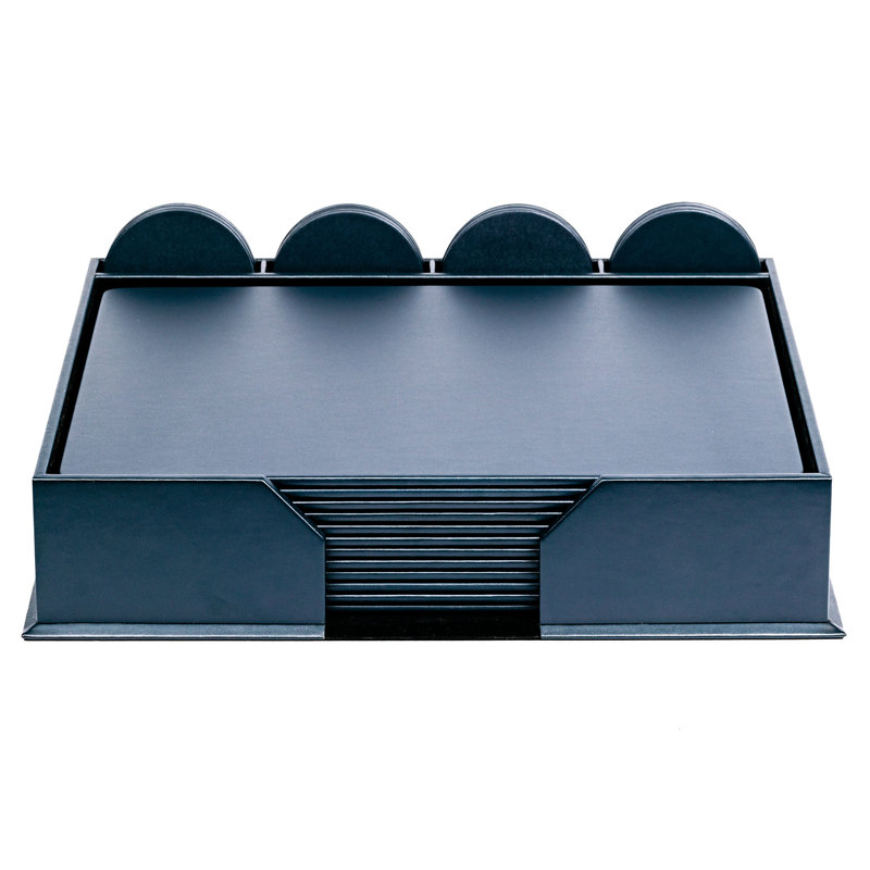 Comiskey Vinyl Desk Organizer Set, Navy Blue