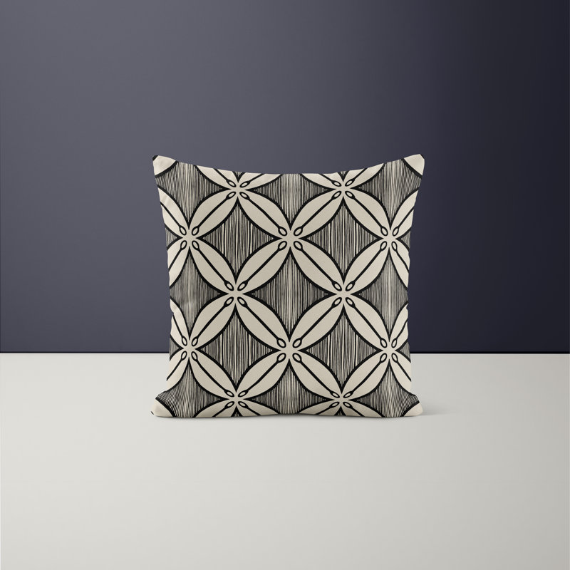 Jeté carré en polyester intérieur / extérieur, Noir, L 19 po x H 19 po