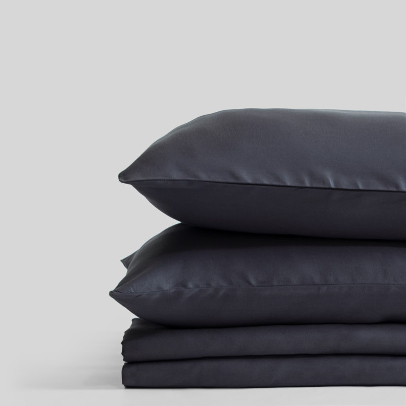 Ensemble de draps 100% coton 400 fils Sateen, Gris foncé, Grand