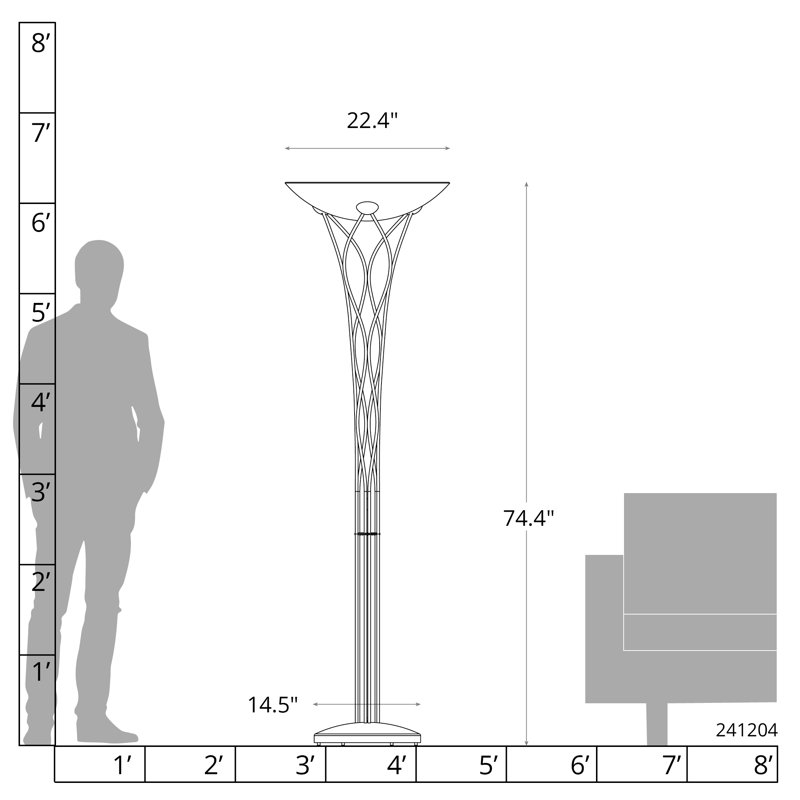 Lattice Torchiere Floor Lamp, Vintage Platinum