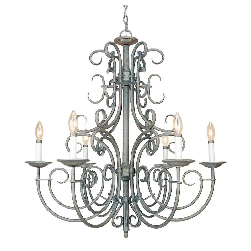 Lustre candélabre classique / rouille d'intérieur à 6 lumières Sherer