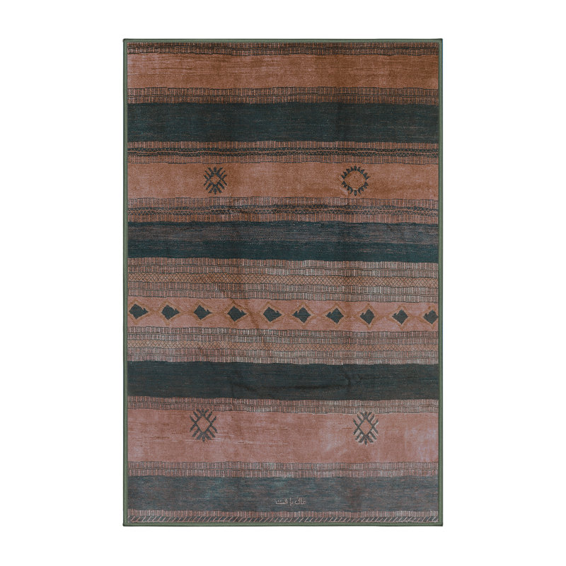 Tapis en chenille / polyester tissé à la machine Shawnea en brun / noir, Tapis de couloir 2 pi x 5 pi