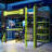 Full-Size Wood Loft Bed with Desk, Shelves, USB/Type-C Ports & RGB Light – Gaming & Study Loft, Black+Green-1172985970
