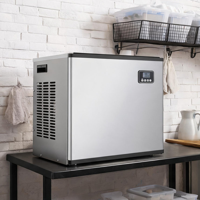 Tête de machine à glaçons modulaire intégrée au fini argenté produisant 360 lb de glaçons par jour, idéale pour les restaurants et les hôtels