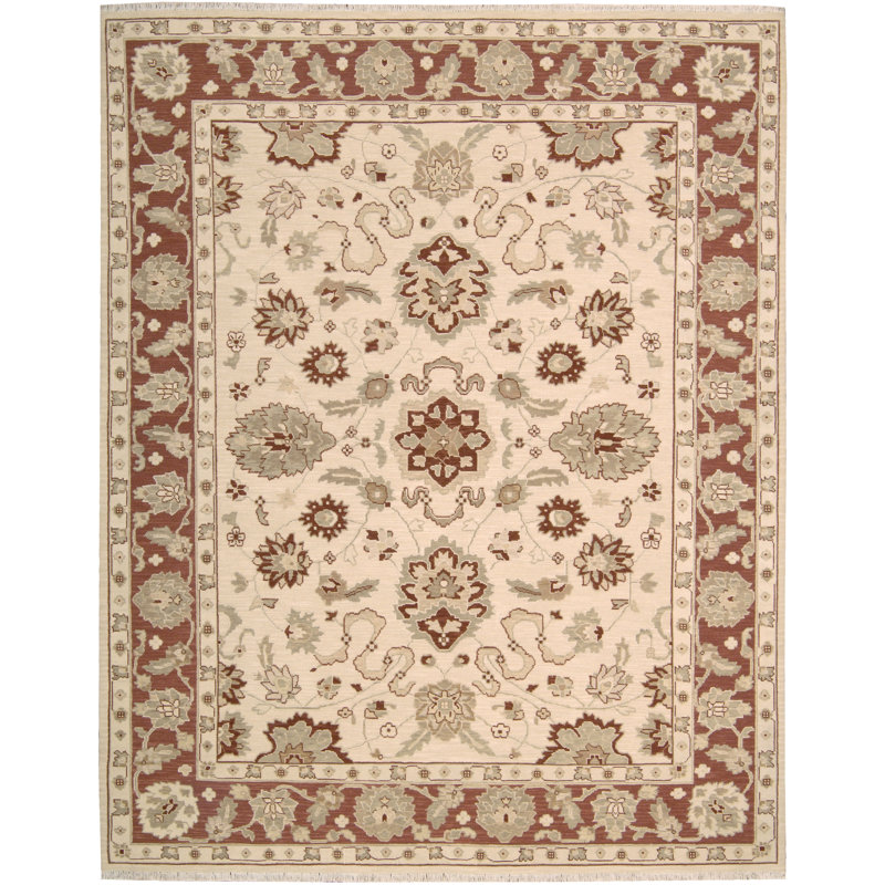 Tapis zone beige en laine handwoven Heintzelman, Rectangle 7 pi 10 po x 9 pi 10 po