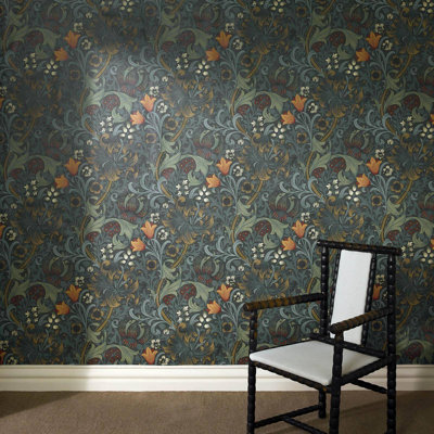 GOLDEN LILY Wallpaper - Midnight 9'10" - full height wallpaper