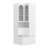 78.7" Floor-To-Ceiling Display Cabinet: Frosted Ribbed Glass, Removable Cushion & Styled Drawers