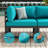 Gillet 7-Piece 6-Person Outdoor Patio All-Aluminum Sectional Conversation Set with 60,000 BTU Fire Pit Table and 4" High-Resilience Foam Cushions-36699961