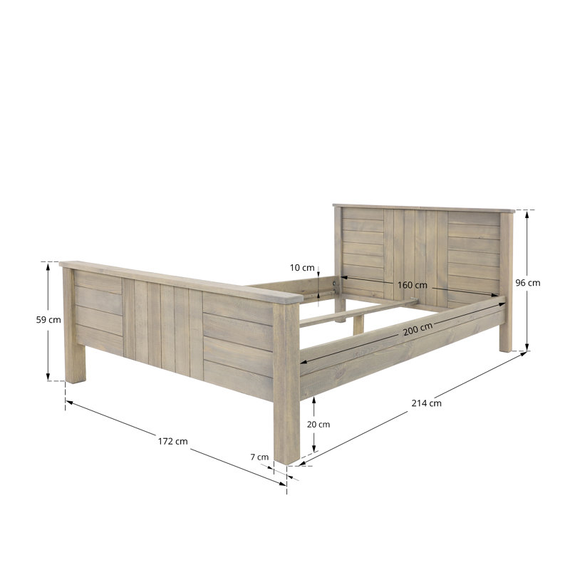 Pinar Solid Wood Bed, European Kingsize (160 x 200 cm)