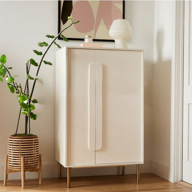 Armoire simple et légère en bois massif de luxe, Blanc