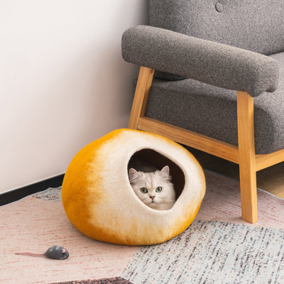 Lit pour chat - grotte en laine faite à la main avec jouet pour souris