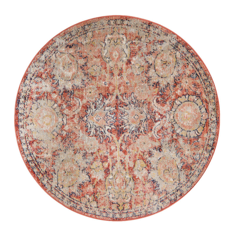 Tapis rouge brique Akira, Rond 3 pi 11 po